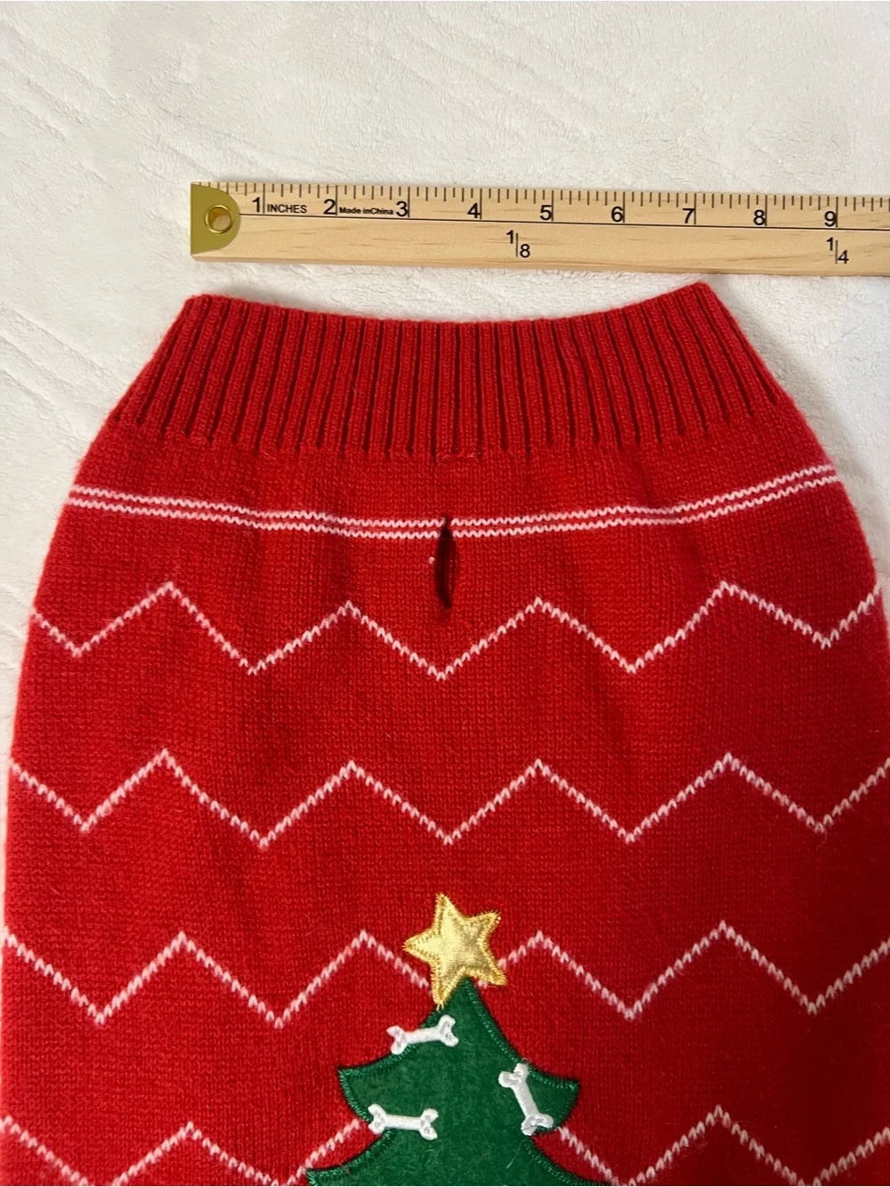 Red Holiday Dog Sweater with Christmas Tree